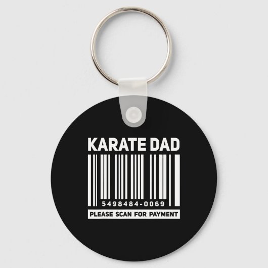 Karate Papa Scan Voor Betaling Grappige Rcode Vade Sleutelhanger (Voorkant)
