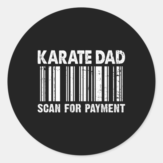 Karate Papa Scan Voor Betaling Rcode Vaderdag Ronde Sticker (Voorkant)