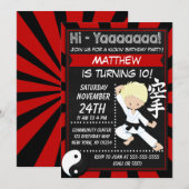 Karate Party Blond Hair Boy Kids Birthday Party Kaart (Voorkant / Achterkant)