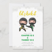 Karate Party Gezamenlijke Ninja Verjaardag Uitnodi Kaart (Voorkant)