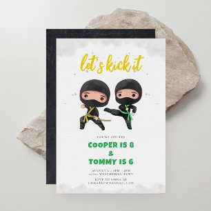 Karate Party Gezamenlijke Ninja Verjaardag Uitnodi Kaart