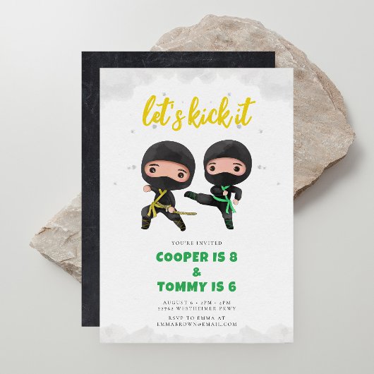 Karate Party Gezamenlijke Ninja Verjaardag Uitnodi Kaart