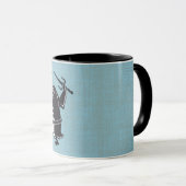 Karate Penguin Holding Sai Blue Motivatie Mok (Voorkant rechts)