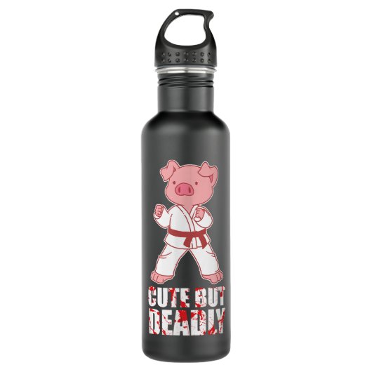 Karate Pig Taekwondo Martial Arts Hog Animal Waterfles (Voorkant)