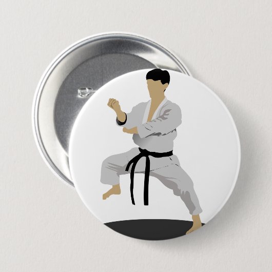 Karate Pose Knop Ronde Button 7,6 Cm (Voorkant /achterkant)