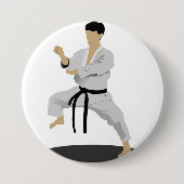 Karate Pose Knop Ronde Button 7,6 Cm (Voorkant)