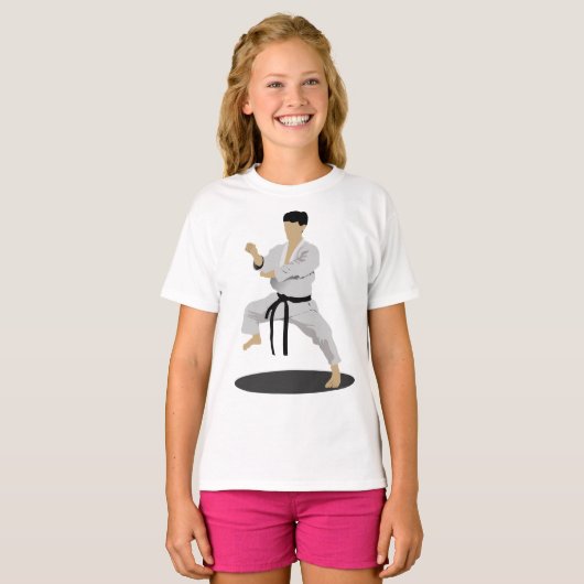 Karate Pose Meisjes T-shirt (Voorkant volledig)