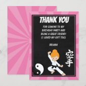 Karate Red Hair Girl Birthday Party Dank je Invi Kaart (Voorkant / Achterkant)