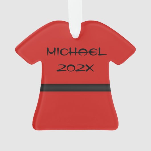 Karate Red Uniform Black Belt Ornament (achterkant)