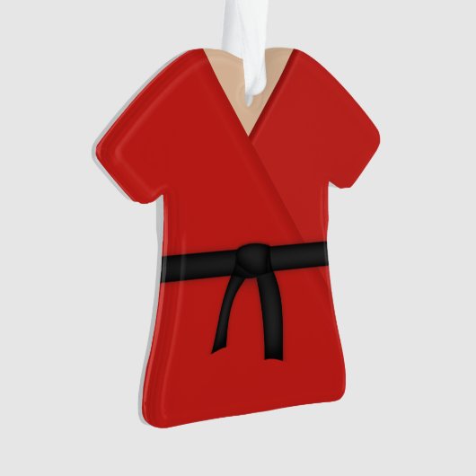Karate Red Uniform Black Belt Ornament (voorkant)