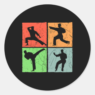Karate Retro Zwarte Belt Japanse Martial Arts Lief Ronde Sticker