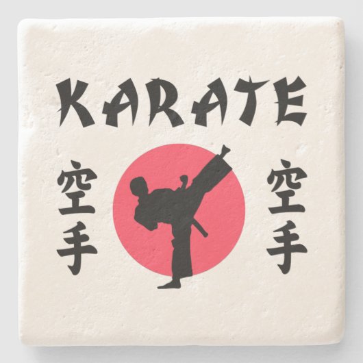 Karate Rising Sun Stenen Onderzetter (Voorkant)