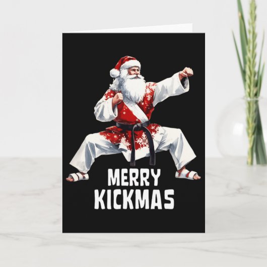 Karate Santa Claus Christmas Merry Kickmas Martial Kaart (Voorkant)