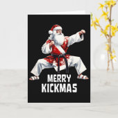 Karate Santa Claus Christmas Merry Kickmas Martial Kaart (Gele Bloem)
