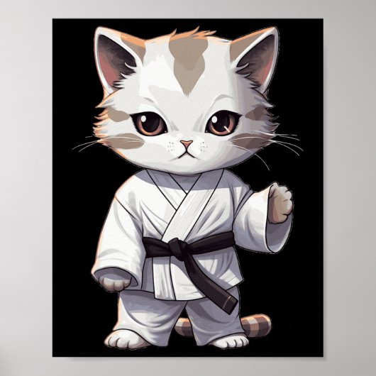 Karate Schattig Kitten Martial Arts Kitty Voor Kat Poster (Voorkant)