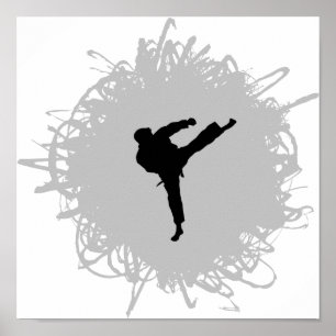Karate Scribble Style Poster