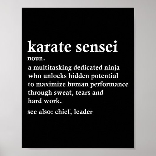 Karate Sensei Definitie Grappige Vechtsport Indust Poster (Voorkant)