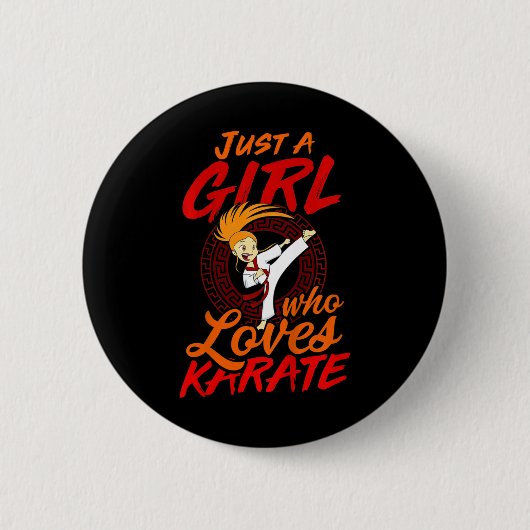 Karate shirt voor meisjes ronde button 5,7 cm (Voorkant)