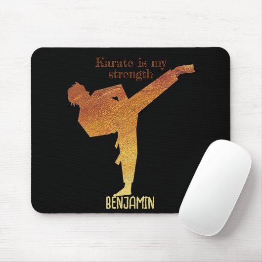 Karate Silhouette Golden Black Modern Typografie Muismat (Met muis)