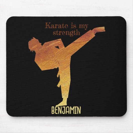 Karate Silhouette Golden Black Modern Typografie Muismat (Voorkant)