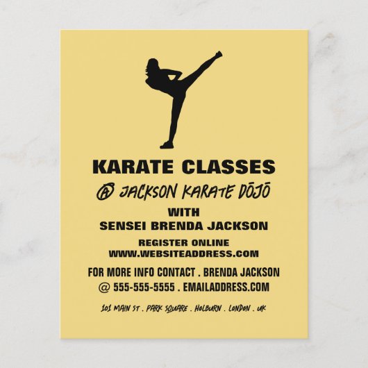 Karate Silhouette, Karate Class Adverteren Flyer (Voorkant)