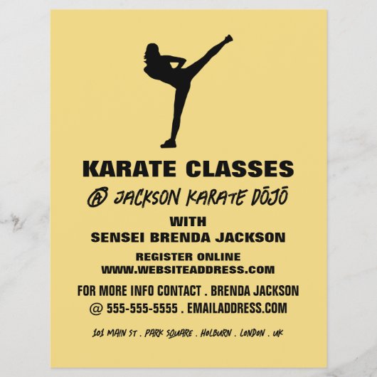 Karate Silhouette, Karate Class Adverteren Flyer (Voorkant)