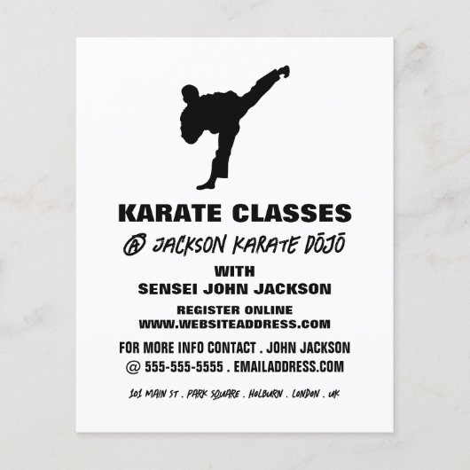 Karate Silhouette, Karate Class Adverteren Flyer (Voorkant)
