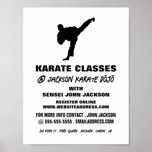 Karate Silhouette, Karate Class Adverteren Poster (Voorkant)