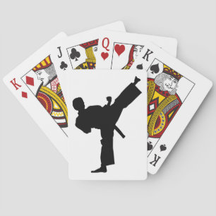 Karate Silhouette Kick Pokerkaarten