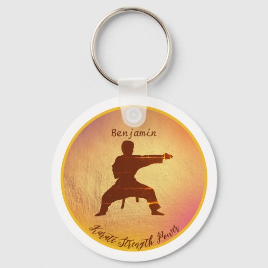 Karate Silhouette Modern Martial Arts Personalized Sleutelhanger (Voorkant)