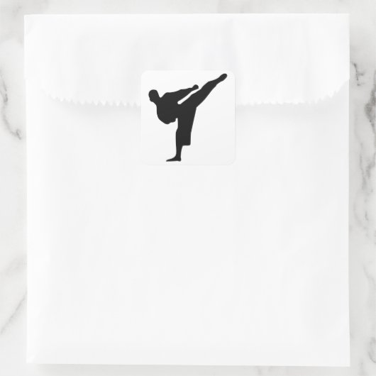 Karate Silhouette Vierkante Sticker (Tas)