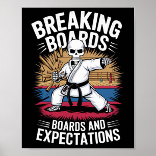 Karate Skelet – Planken en Verwachtingen Doorbreke Poster