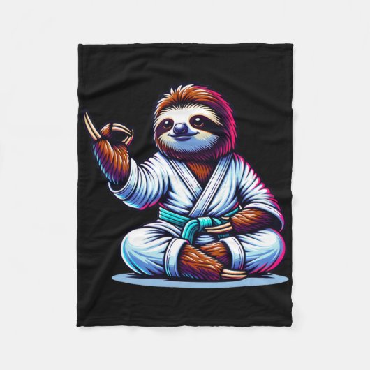 Karate Sloth omarmt kalme sereniteit Fleece Deken (Voorkant)