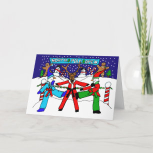 Karate Snowmen en rendier karate Kaart