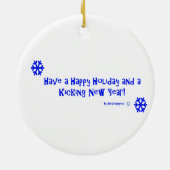 Karate Snowmen met wapensierronde Keramisch Ornament (Achterkant)