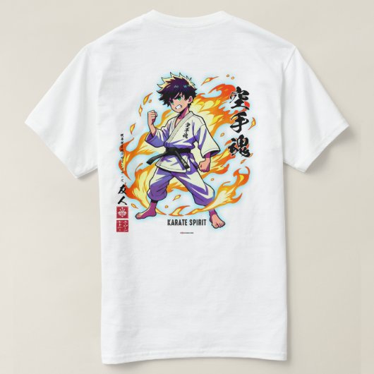 Karate Spirit Anime Warrior Licht T-shirt (Design achterkant)