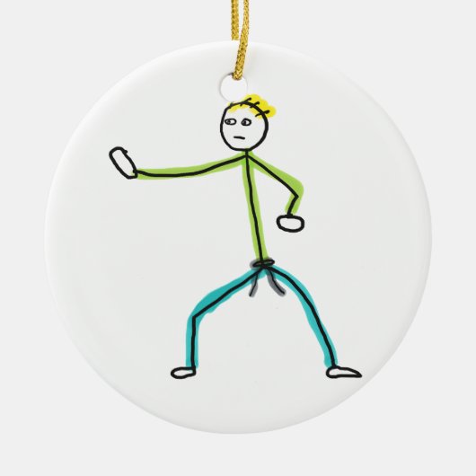 Karate Stickman Keramisch Ornament (Voorkant)