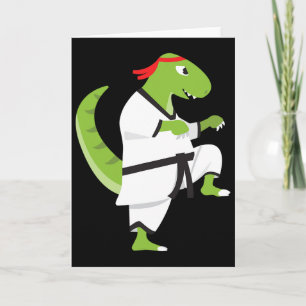 Karate T-rex Cool Cute Dinosaur Vechters Halloween Kaart