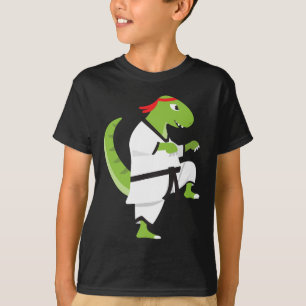 Karate T-rex Cool Cute Dinosaur Vechters Halloween T-shirt