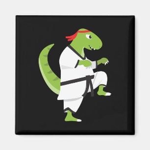 Karate T-rex Cool Schattig Dinosaur Strijd Hallowe Magneet