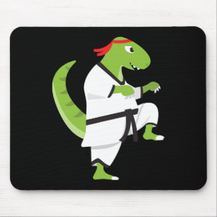 Karate T-rex Cool Schattig Dinosaur Strijder Hallo Muismat