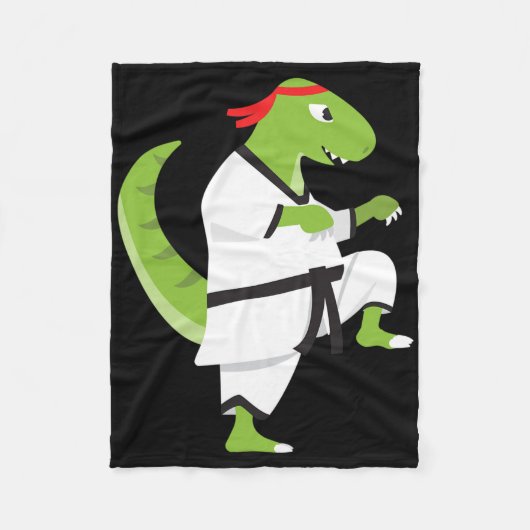 Karate T-rex Cool Schattig Dinosaur Worstelaar Hal Fleece Deken (Voorkant)