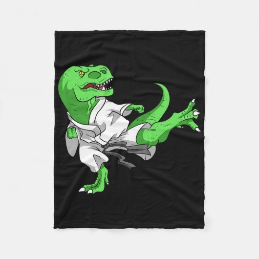 Karate T-rex Dino Leerling Dinosaurus Docent Karat Fleece Deken (Voorkant)