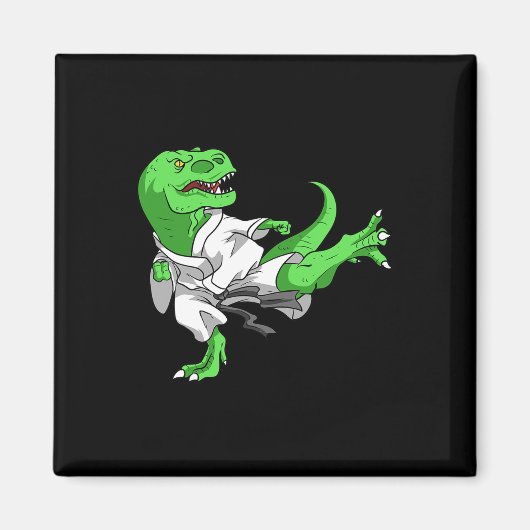 Karate T-rex Dino Student Dinosaur Leraar Karatek Magneet (Voorkant)