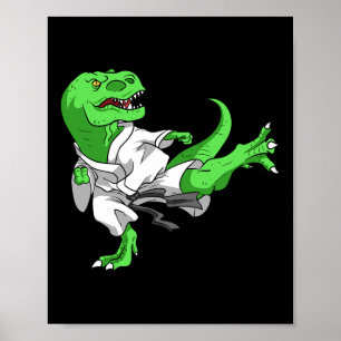 Karate T-rex Dino Student Dinosaur Leraar Karatek Poster
