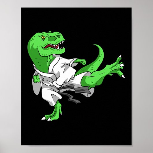 Karate T-rex Dino Student Dinosaur Leraar Karatek Poster (Voorkant)
