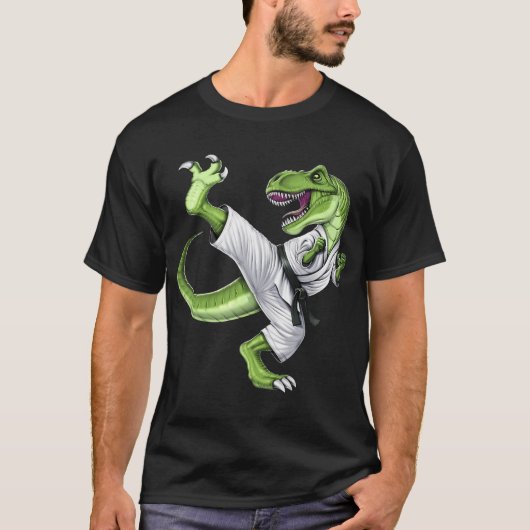 Karate T-Rex Dinosaur T-shirt (Voorkant)