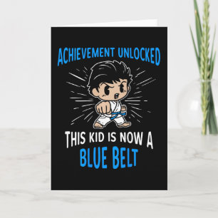Karate T-shirt cadeau voor kinderen met blauwe ban Kaart