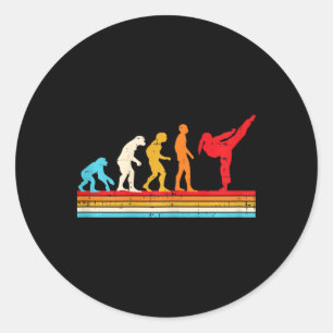 Karate Taekwondo Evolutie Meisje Paardenstaart Tra Ronde Sticker