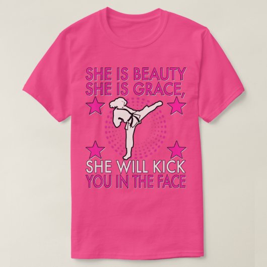 Karate Taekwondo Girl Vrouwen Karate Kick T-shirt (Design voorkant)